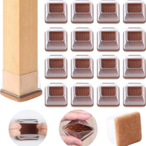24-pack Transparent Square Silicone Chair Leg Pads