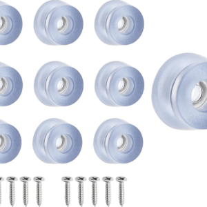 10-pack of transparent non-slip rubber round foot pads with stainless steel screws